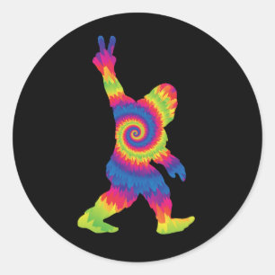Sticker Rond Peace Love Bigfoot - Amoureux de Bigfoot