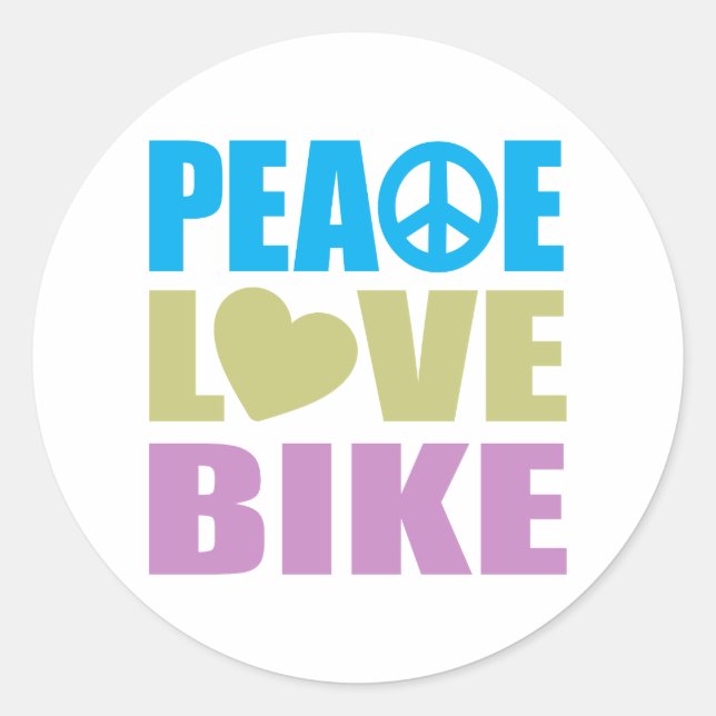 Sticker Rond Peace Love Bike (Devant)
