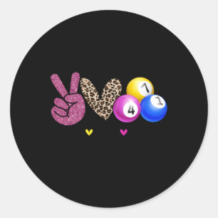 Sticker Rond Peace Love Bingo Joueur Bingo Amateurs de Bingo