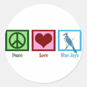 Sticker Rond Peace Love Blue Jays