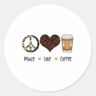 Sticker Rond Peace Love Café Automne Automne Saison Automne Tha