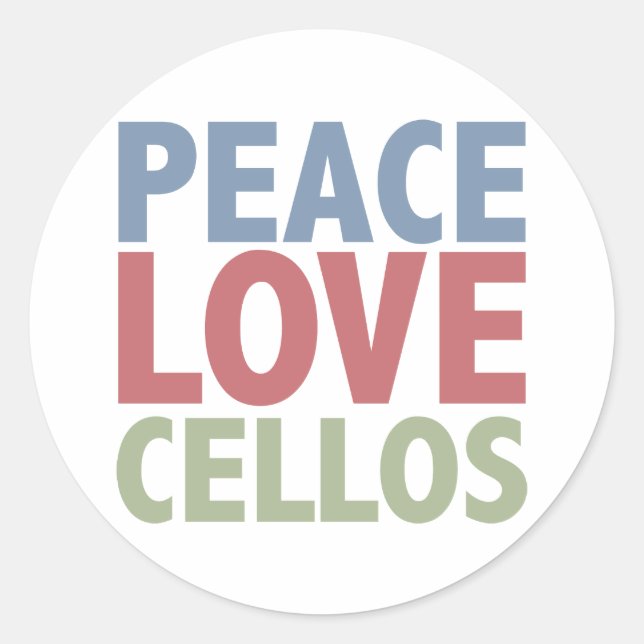 Sticker Rond Peace Love Cellos (Devant)