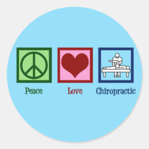 Sticker Rond Peace Love Chiropractic - Cute Chiropractor
