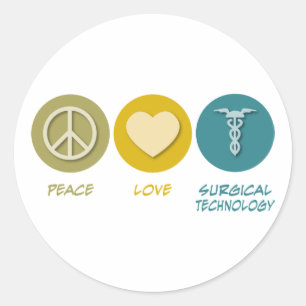 Sticker Rond Peace Love Chirurgical Technology