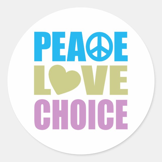 Sticker Rond Peace Love Choice (Devant)