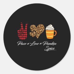 Sticker Rond Peace Love Citrouille épice Fall Thanksgiving Hall