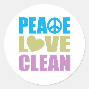 Sticker Rond Peace Love Clean