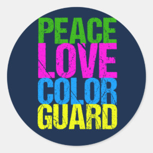 Sticker Rond Peace Love Color Guard