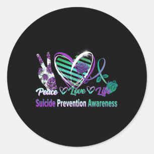Sticker Rond Peace Love Conscience du suicide Semi-Colon Cadeau