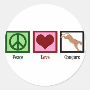 Sticker Rond Peace Love Cougars