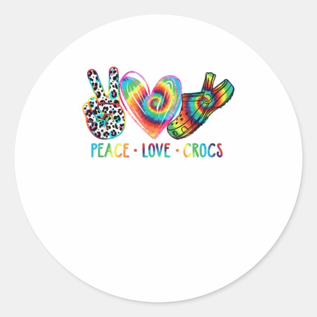 Sticker Rond Peace Love crocs Funny Cadeau (Devant)