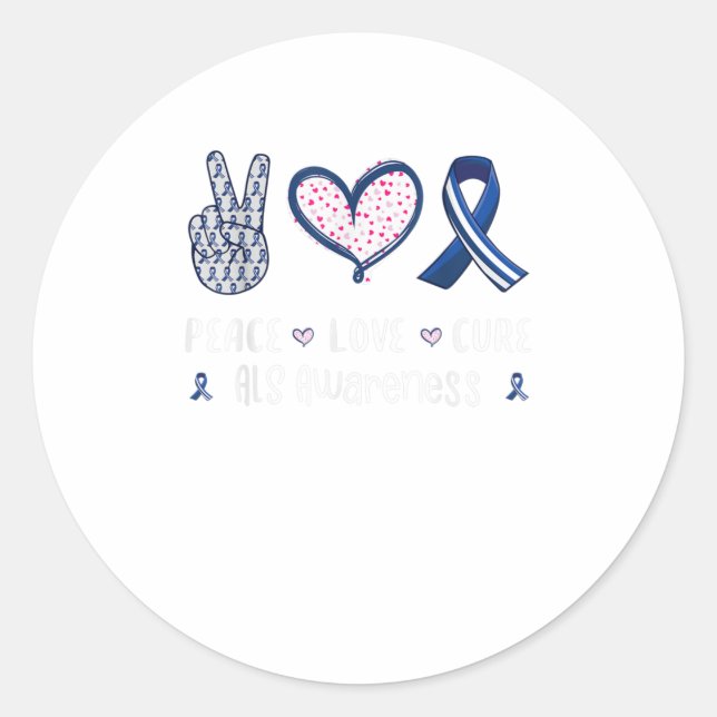 Sticker Rond Peace Love cure ALS sensibilisation hommes femmes  (Devant)