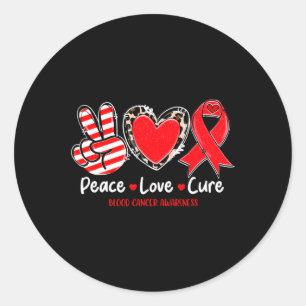 Sticker Rond Peace Love Cure Blood Cancer Awareness Support 1
