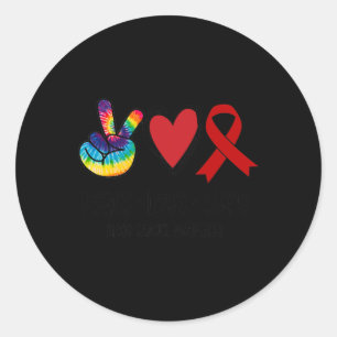 Sticker Rond Peace Love Cure Blood Cancer Sensibilisation Lieu