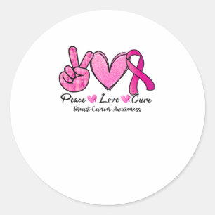Sticker Rond Peace Love Cure Cancer du sein Sensibilisation