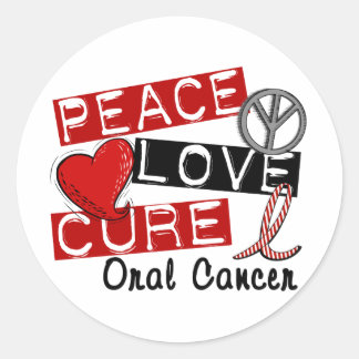 Sticker Rond Peace Love Cure Cancer Oral