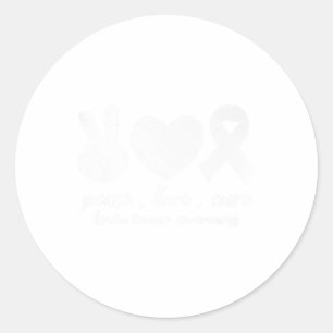 Sticker Rond Peace Love Cure Cerveau Mois De Sensibilisation À