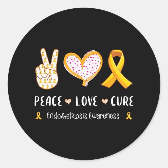 Sticker Rond Peace Love cure Endometriose sensibilisation pour  (Devant)