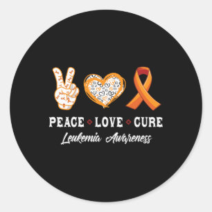 Sticker Rond Peace Love cure Leukemia sensibilisation hommes fe