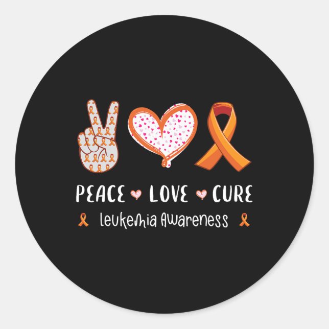 Sticker Rond Peace Love Cure Leukemia Sensibilisation Hommes Fe (Devant)
