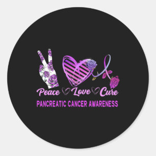 Sticker Rond Peace Love Cure Pancréatic Cancer Awareness 1