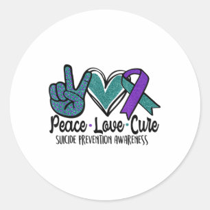 Sticker Rond Peace Love Cure Prévention du suicide