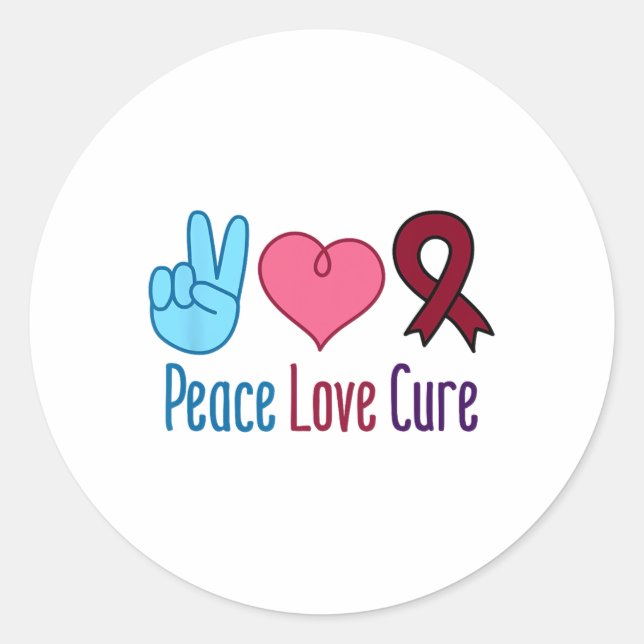 Sticker Rond Peace Love Cure Sickle Cell Anemia Sensibilisation (Devant)