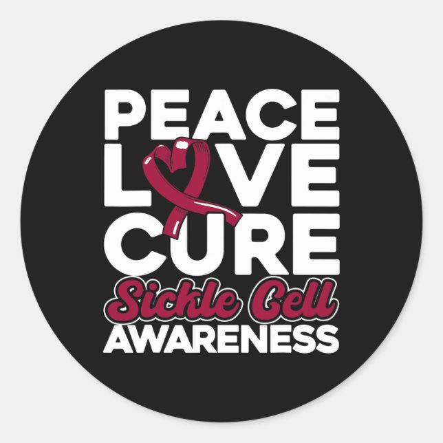 Sticker Rond Peace Love Cure Sickle Cell Awareness 1 (Devant)