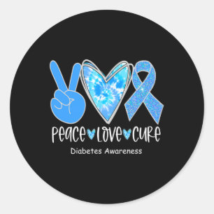 Sticker Rond Peace Love Cure T1d Sensibilisation au diabète Rub
