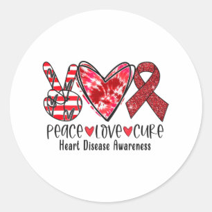 Sticker Rond Peace Love Cure Tie Dye Sensibilisation aux maladi