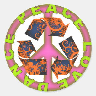 Sticker Rond Peace Love Dance