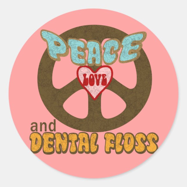 Sticker Rond Peace Love dentaire (Devant)
