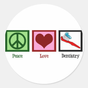 Sticker Rond Peace Love Dentistry