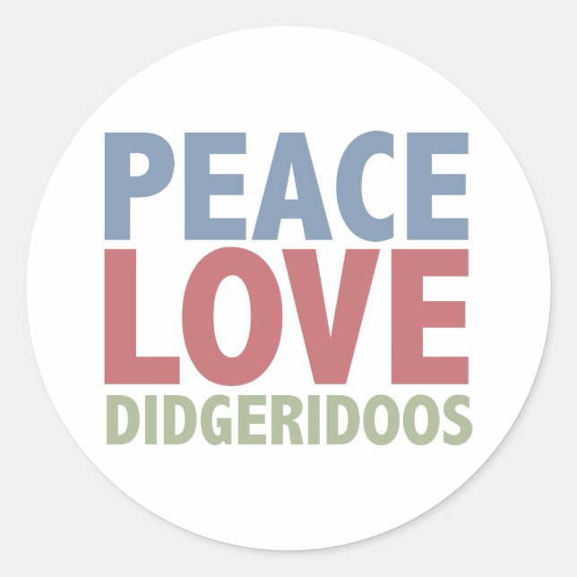 Sticker Rond Peace Love Didgeridoos (Devant)