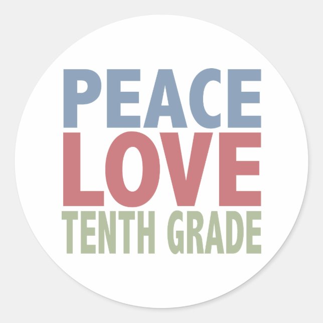 Sticker Rond Peace Love Dixième année (Devant)