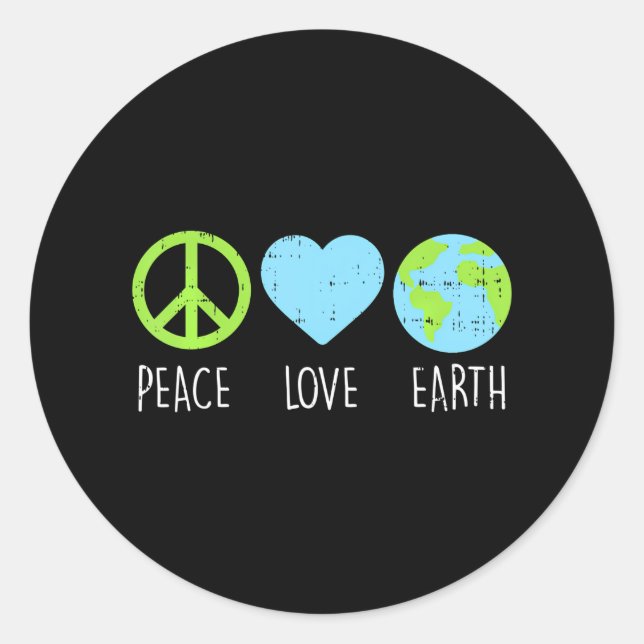 Sticker Rond Peace Love Earth Cool Hippie Hippie Hippie (Devant)