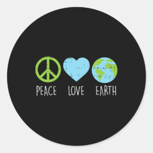 Sticker Rond Peace Love Earth Cool Hippie Hippie Hippy Environm