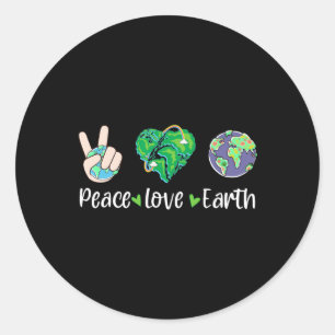 Sticker Rond Peace Love Earth Jour des terres Hommes Femmes Enf