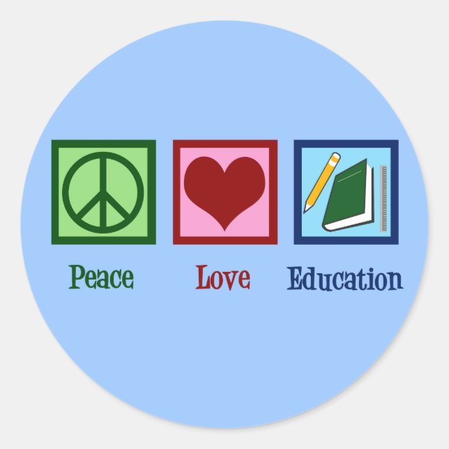 Sticker Rond Peace Love Education (Devant)