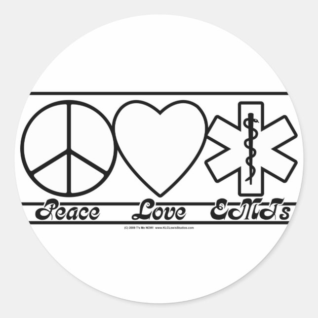 Sticker Rond Peace Love et EMTs (Devant)
