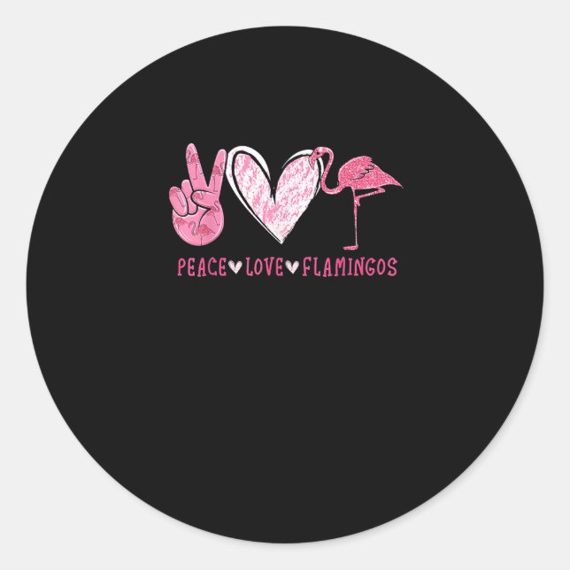Sticker Rond Peace Love Flamingo | Flamingo Lover (Devant)