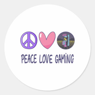 Sticker Rond Peace Love Gaming