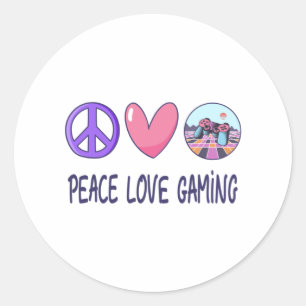 Sticker Rond Peace Love Gaming