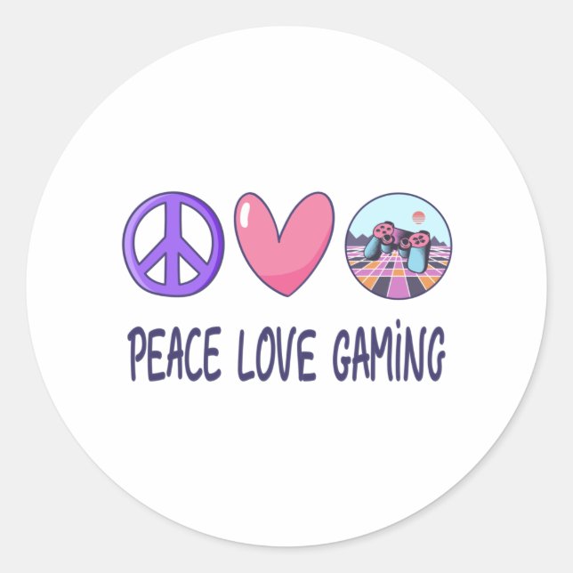 Sticker Rond Peace Love Gaming (Devant)
