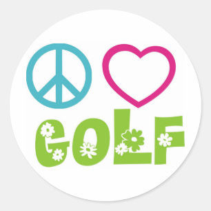 Sticker Rond Peace Love Golf