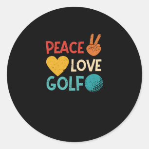 Sticker Rond Peace Love Golf Lovers Funny Golfer Fan Golf