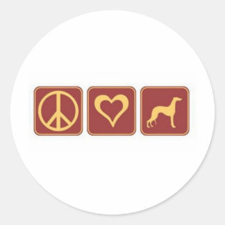 Sticker Rond Peace Love Greyhound