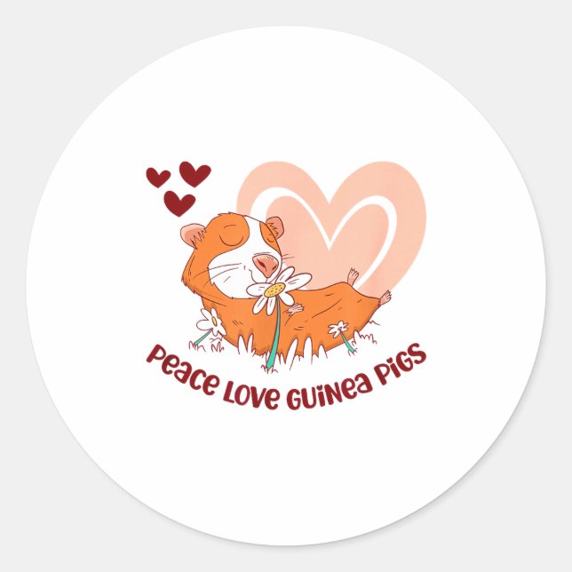 Sticker Rond Peace Love Guinea Gs Funny Saying For Guinea Gs Lo (Devant)