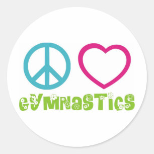 Sticker Rond Peace Love Gymnastique