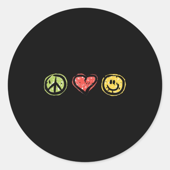 Sticker Rond Peace Love Hapness Insrational Hipe Gift  (Devant)